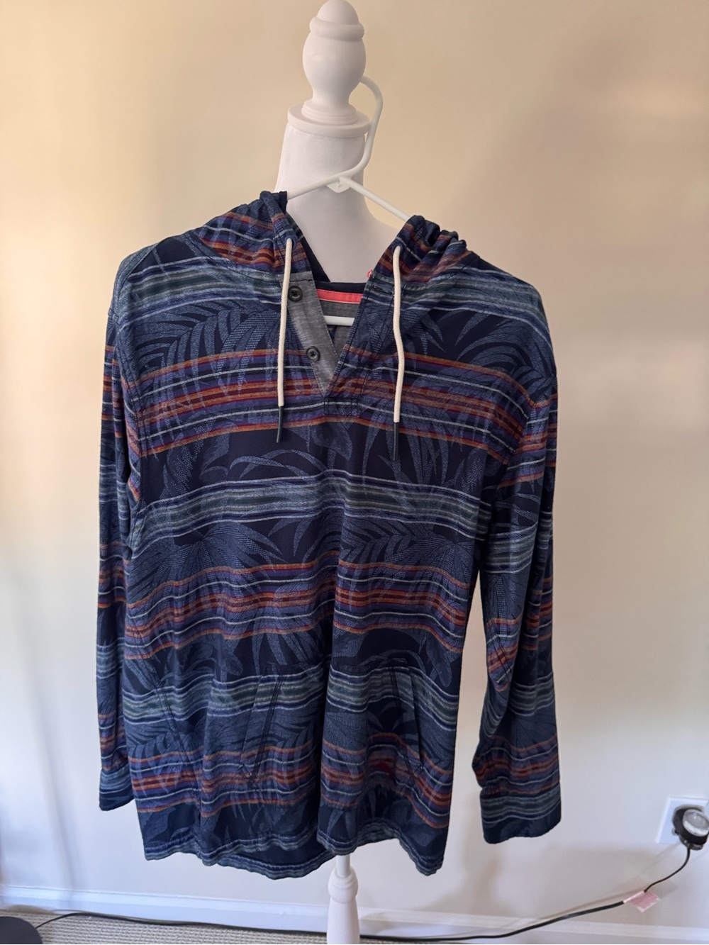 Tommy Bahama Pendleton Navy Blue Striped Lightweight Hooded Shirt Jacket
